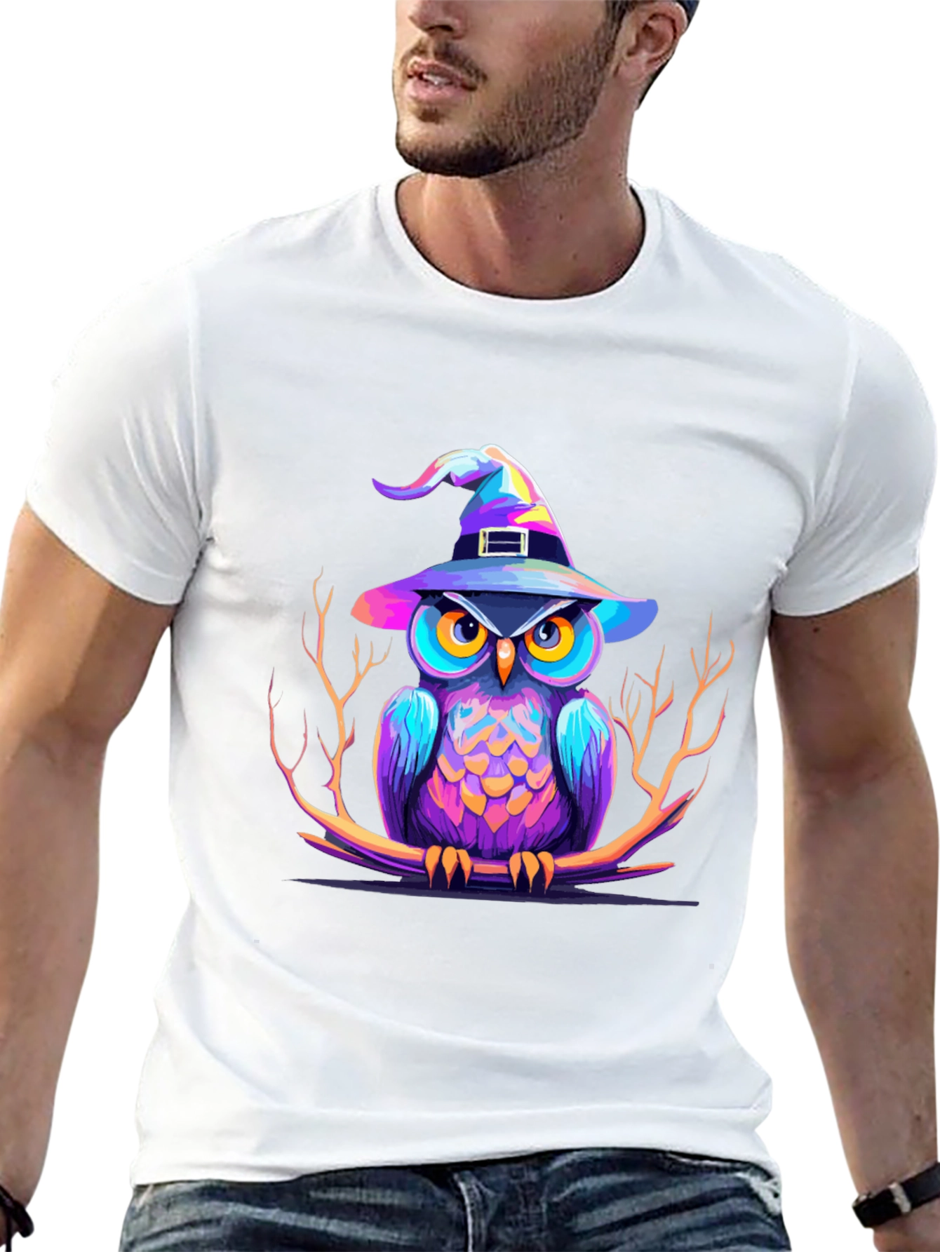 Whimsical Owl Witch Halloween T-Shirt