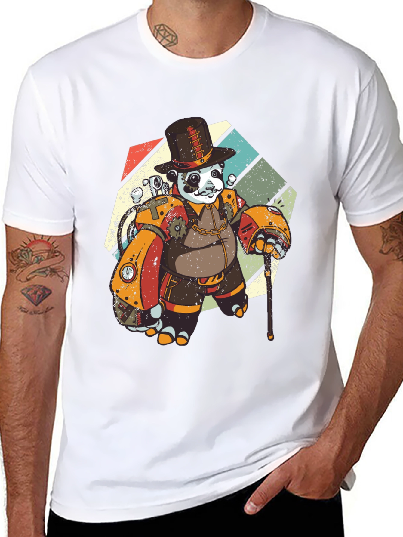 Steampunk Panda Bear T-Shirt - Unique Graphic Tee