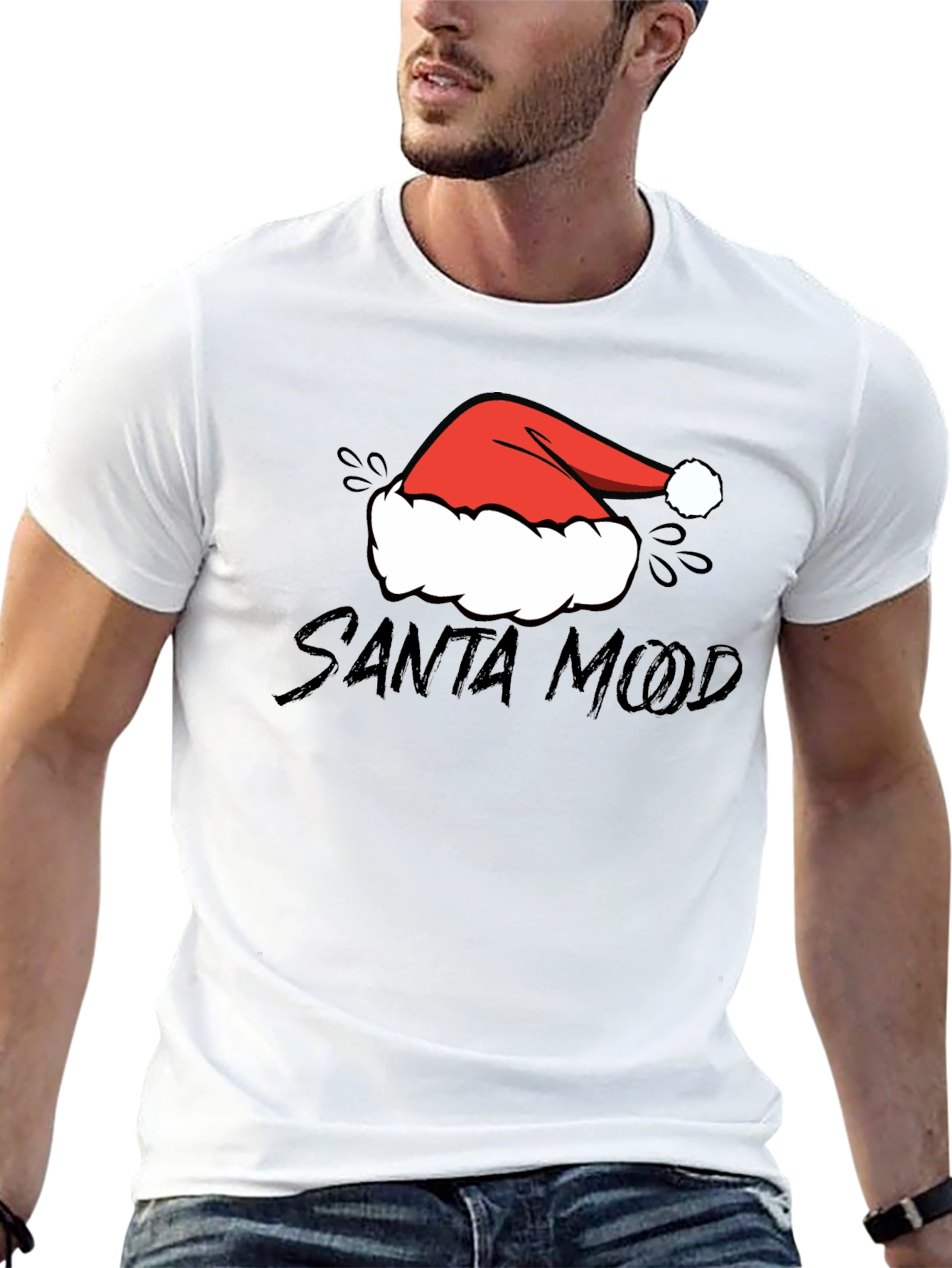 Santa Mood Graphic Tee - Holiday Festive Shirt