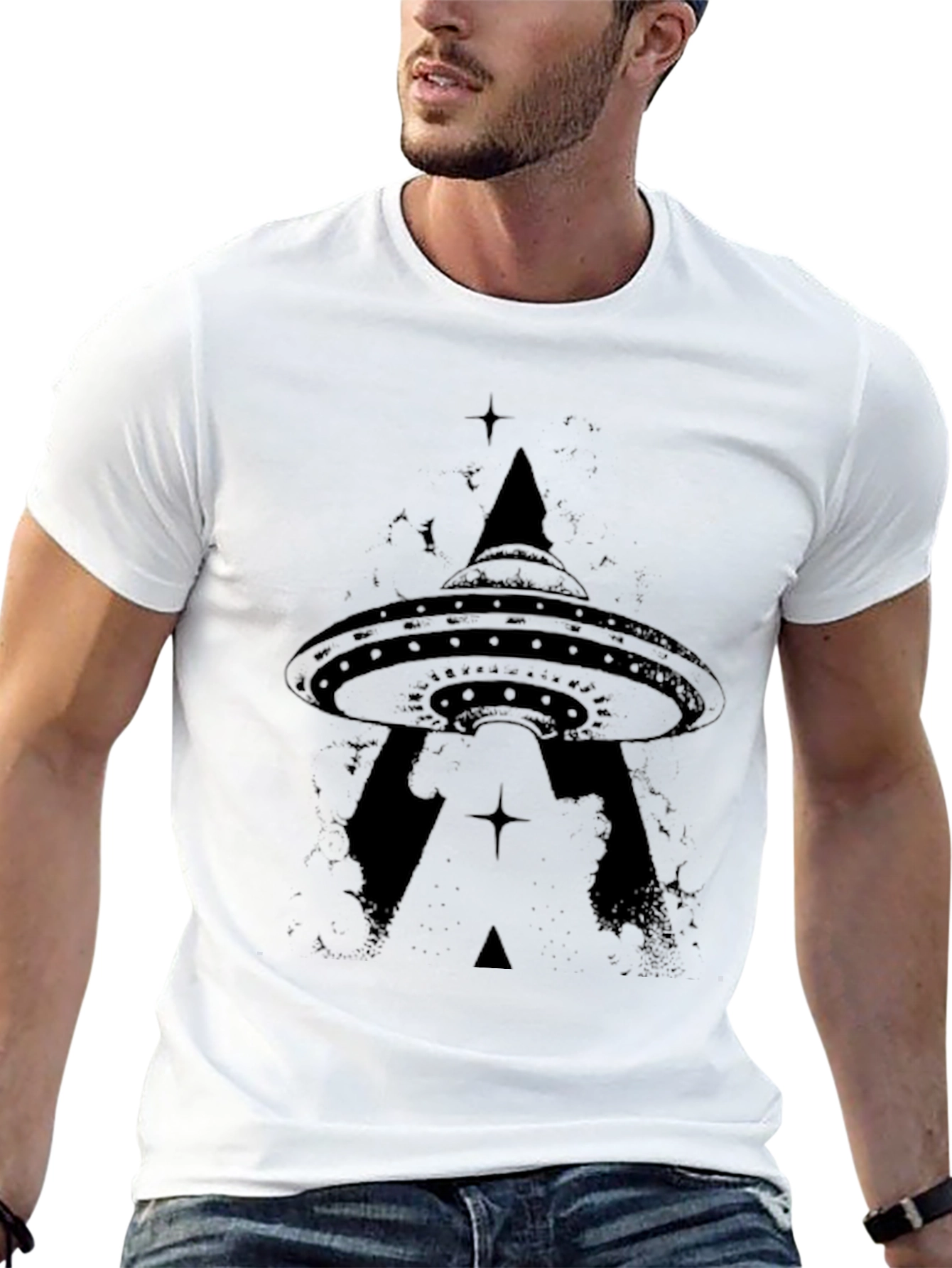 UFO Graphic T-Shirt - Black Alien Abduction Tee