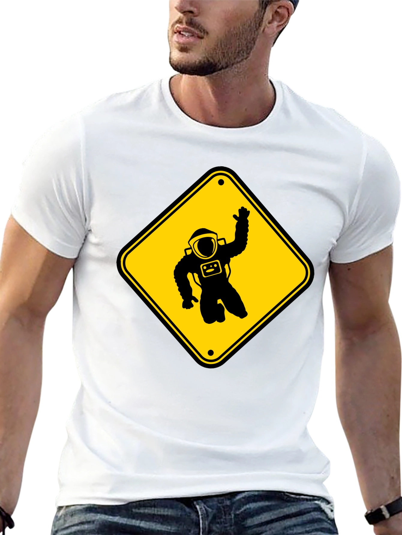 Astronaut Crossing Black T-Shirt