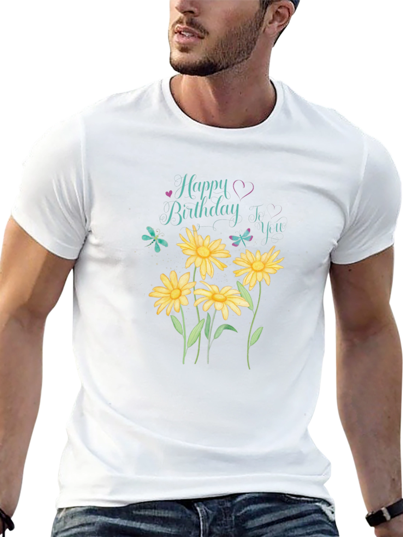 Happy Birthday Floral T-Shirt - Black