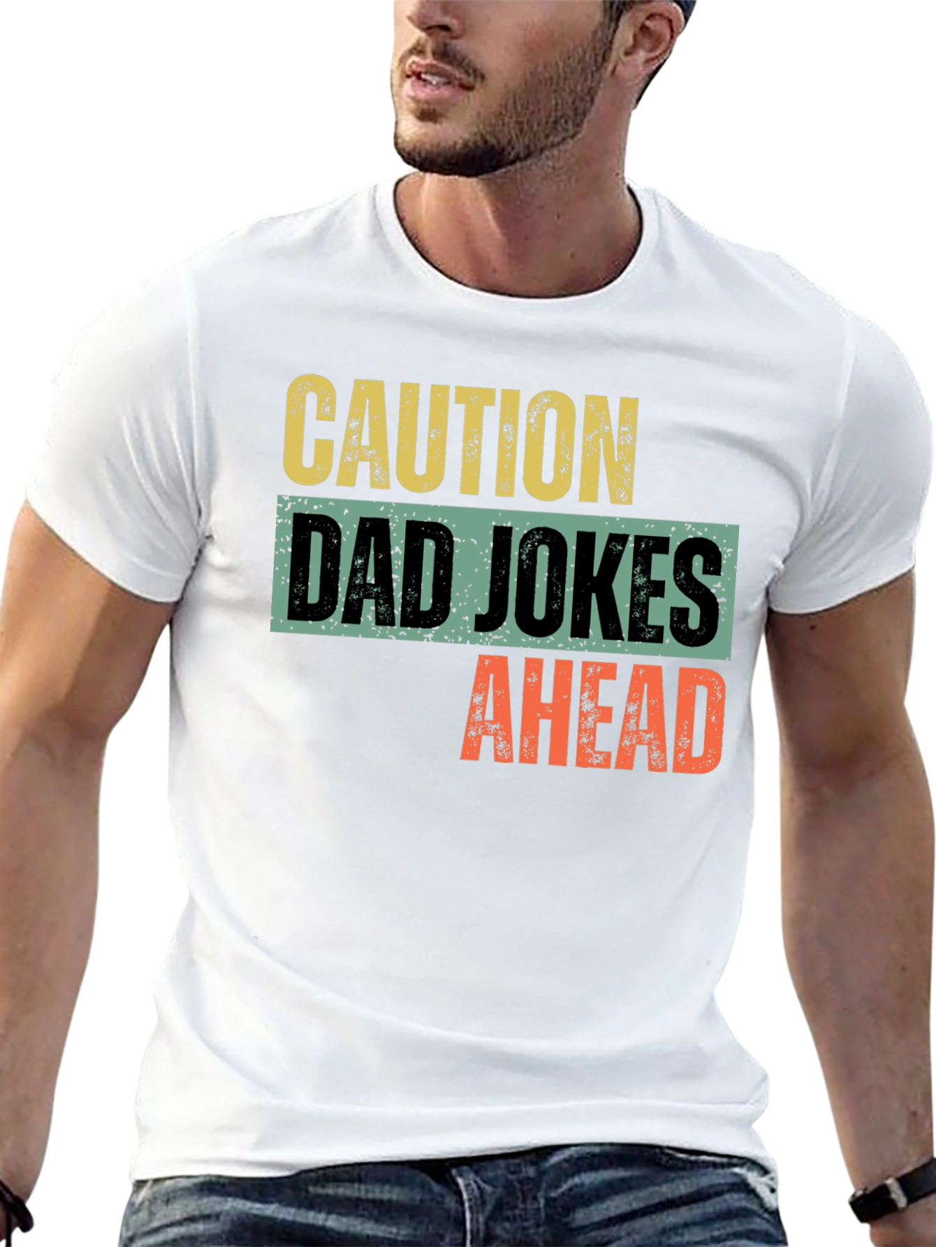 Caution Dad Jokes Ahead Graphic T-Shirt