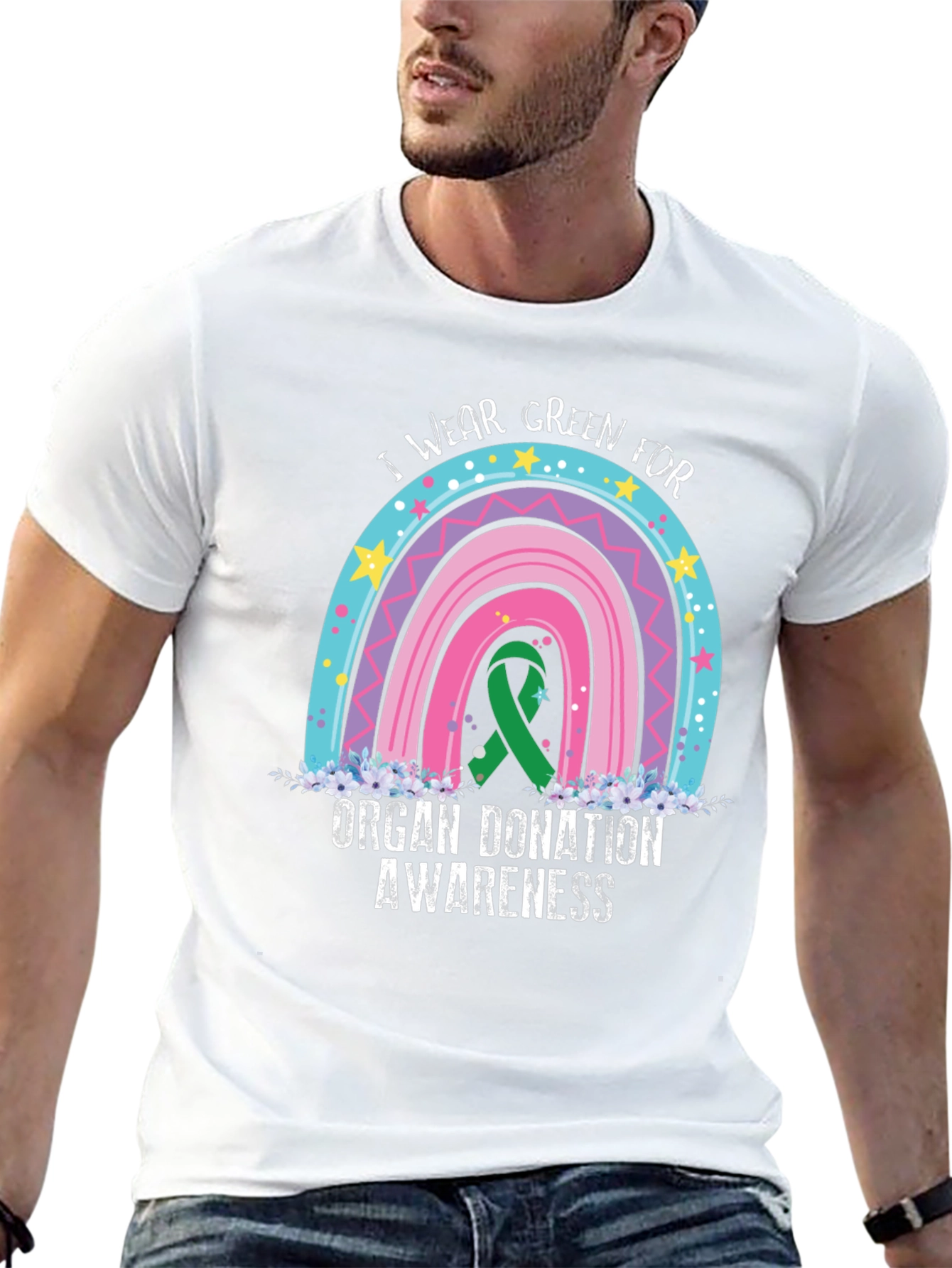 Organ Donation Awareness T-Shirt - Rainbow Design