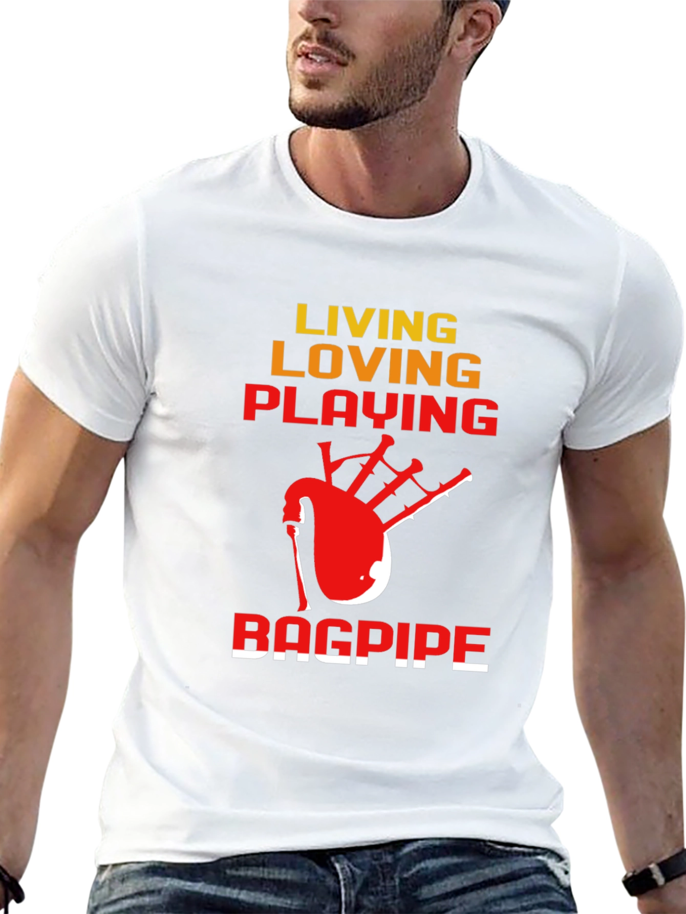 Living Loving Playing Bagpipe T-Shirt