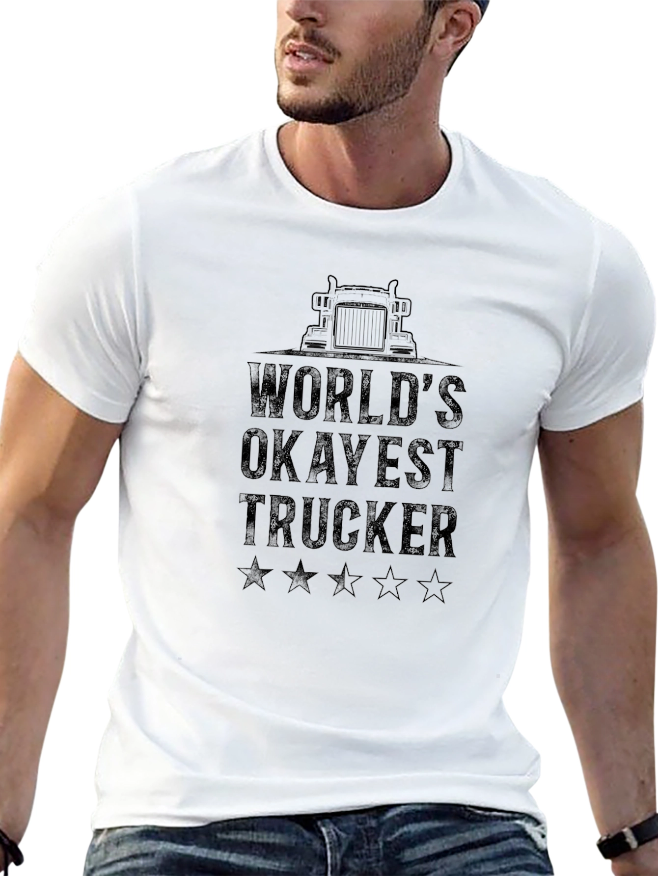 Worlds Okayest Trucker Black T-Shirt