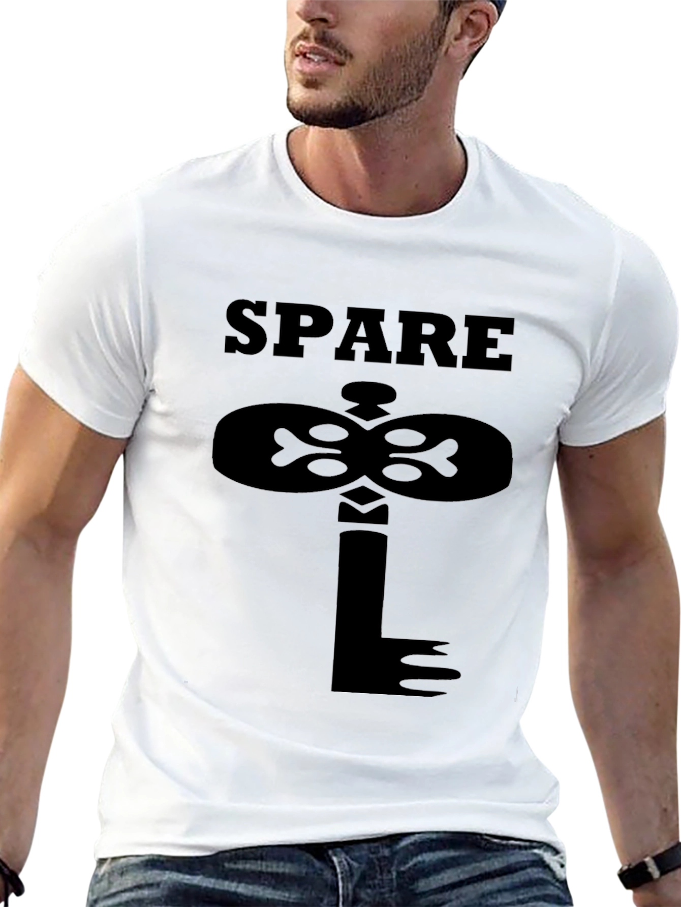 Spare Key Graphic Print Black T-Shirt