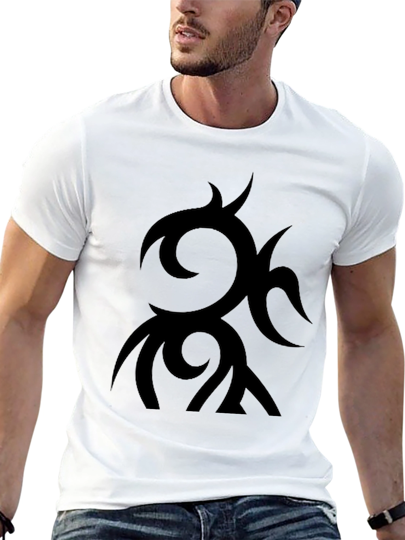 Tribal Design Black T-Shirt - Modern Casual Style
