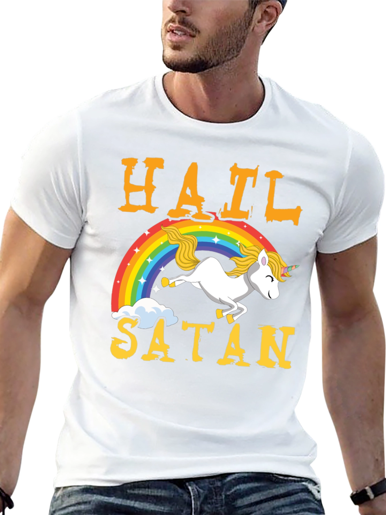 Hail Satan Unicorn Rainbow T-Shirt