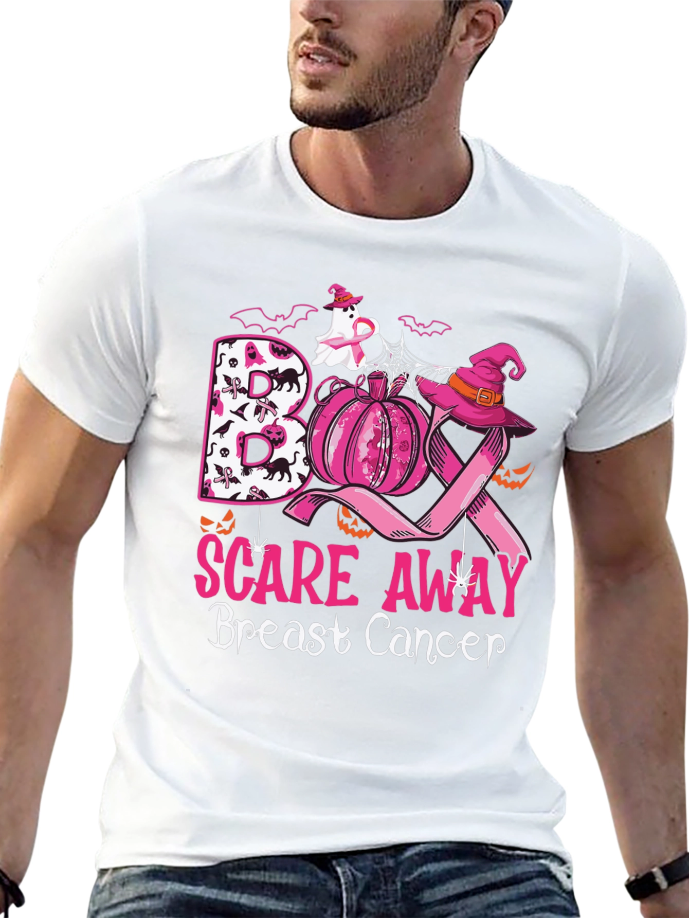 Boo Scare Away Breast Cancer Halloween T-Shirt