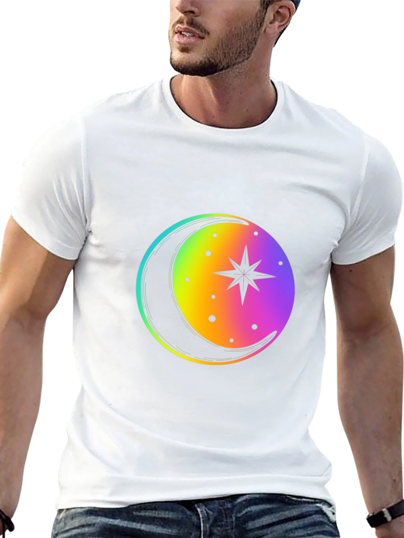 Rainbow Moon Star Graphic Tee