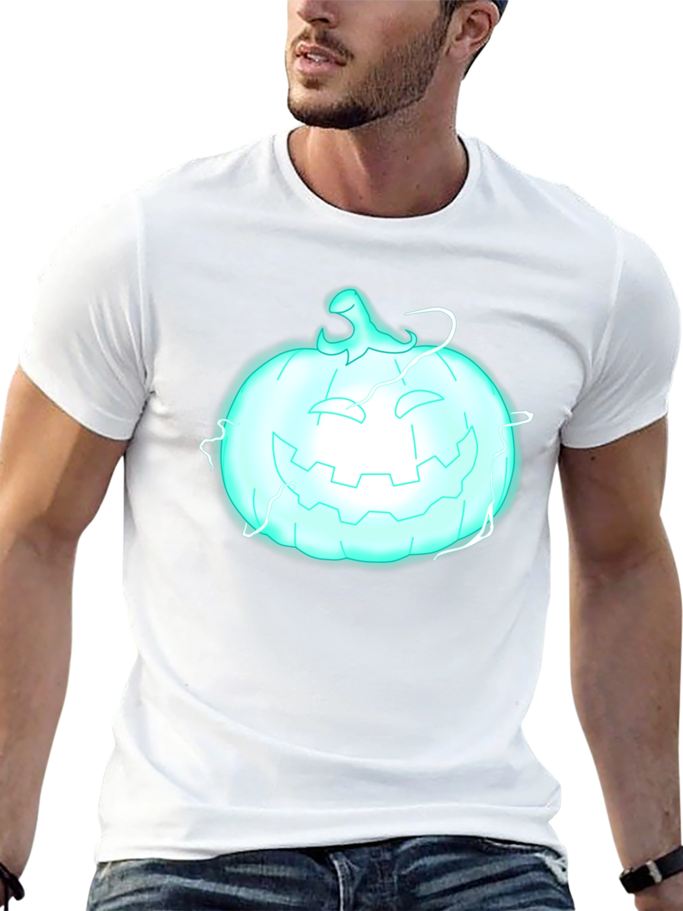 Glowing Pumpkin Graphic Tee - Halloween Shirt