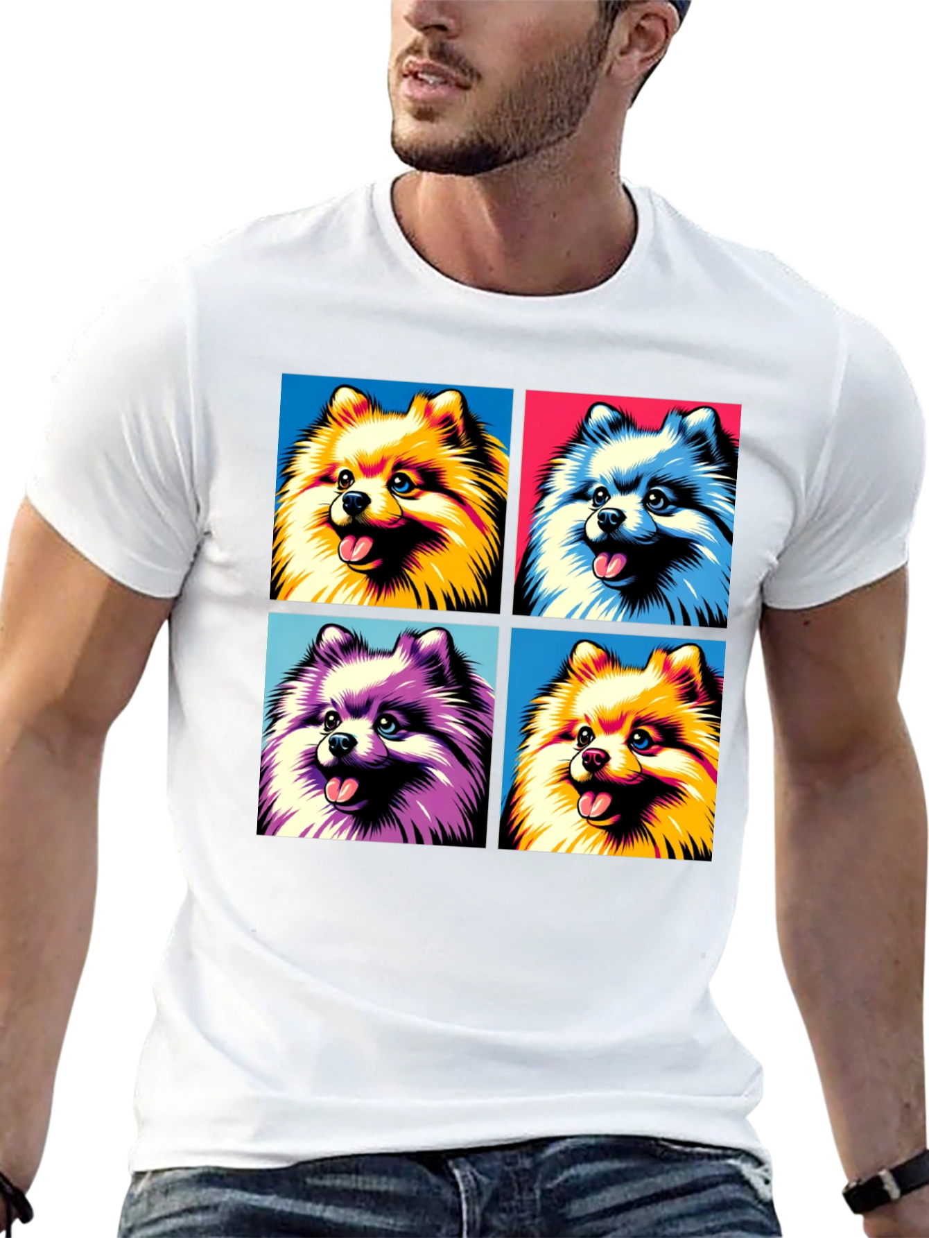 Pop Art Pomeranian Dog Graphic T-Shirt