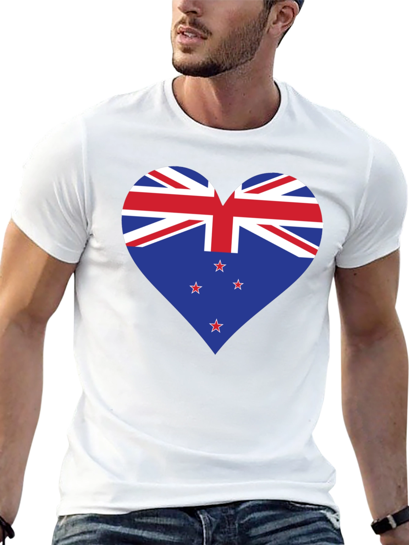 New Zealand Flag Heart Graphic T-Shirt