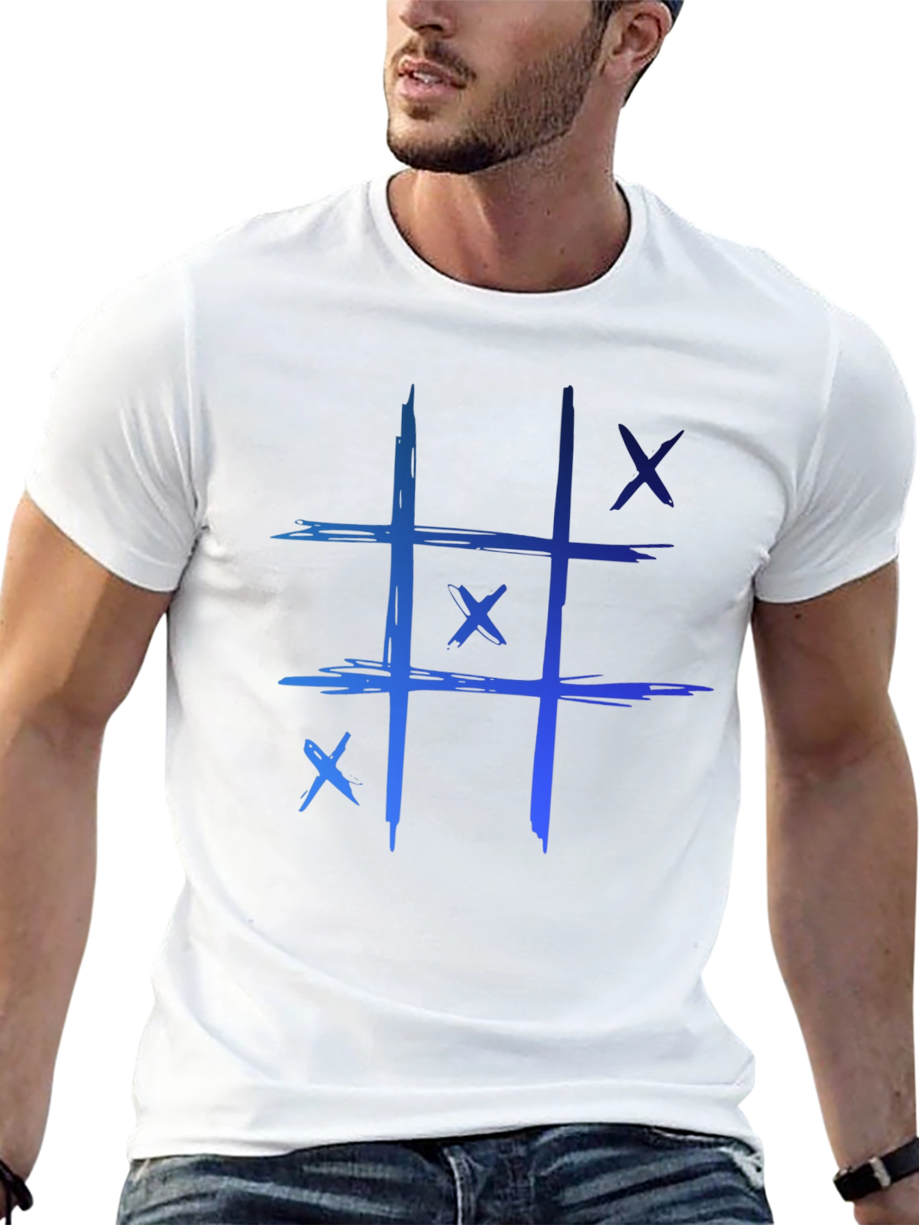 Tic-Tac-Toe Graphic Tee - Casual Black T-Shirt