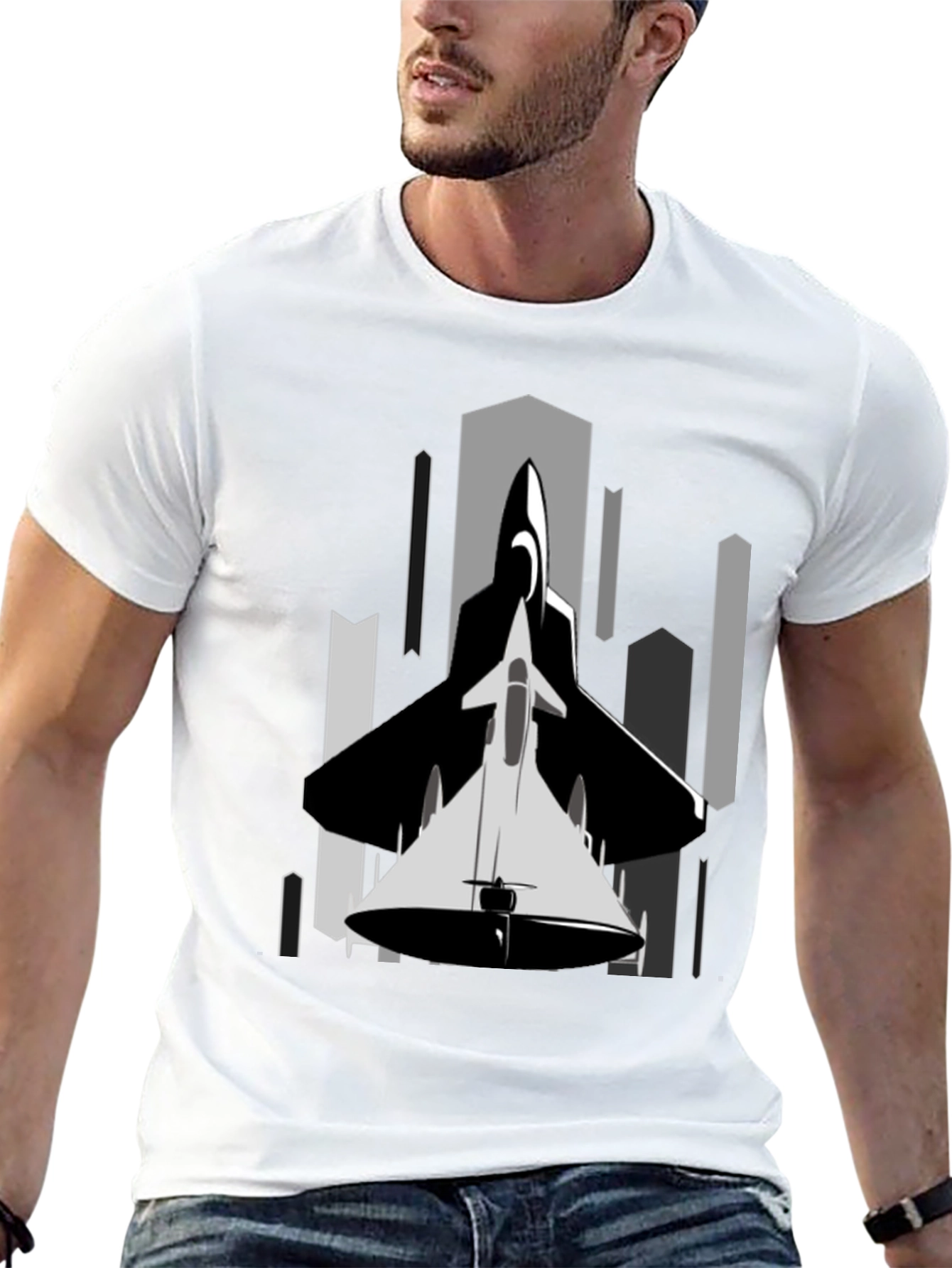 Stealth Jet Graphic Tee - Urban Style Black T-Shirt
