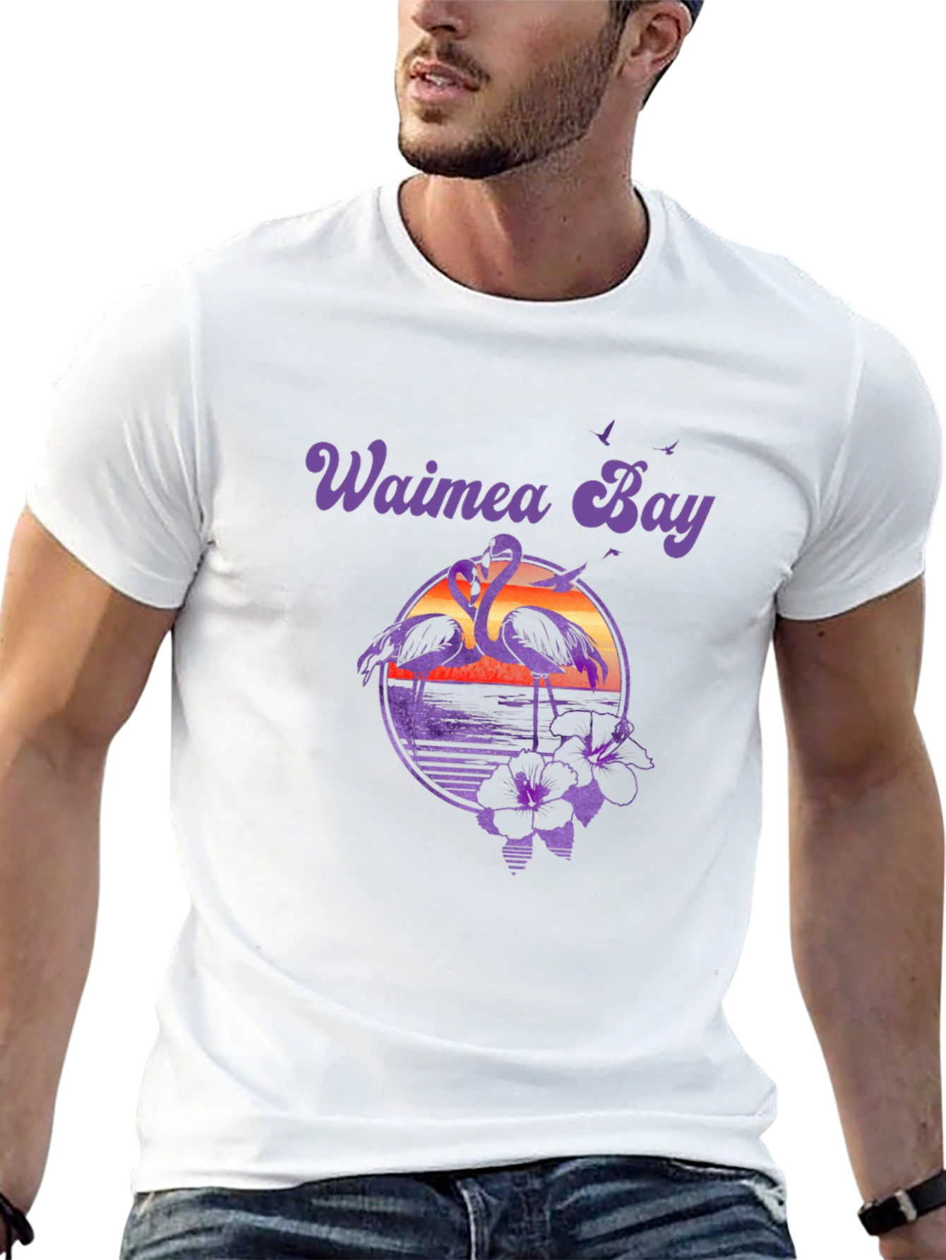 Waimea Bay Flamingo Sunset T-Shirt