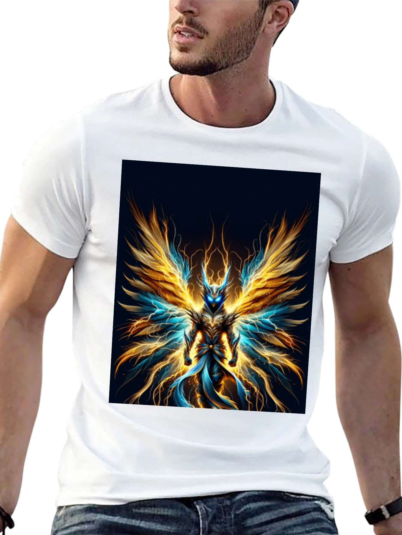 Electric Angel Graphic Tee - Premium Black Cotton