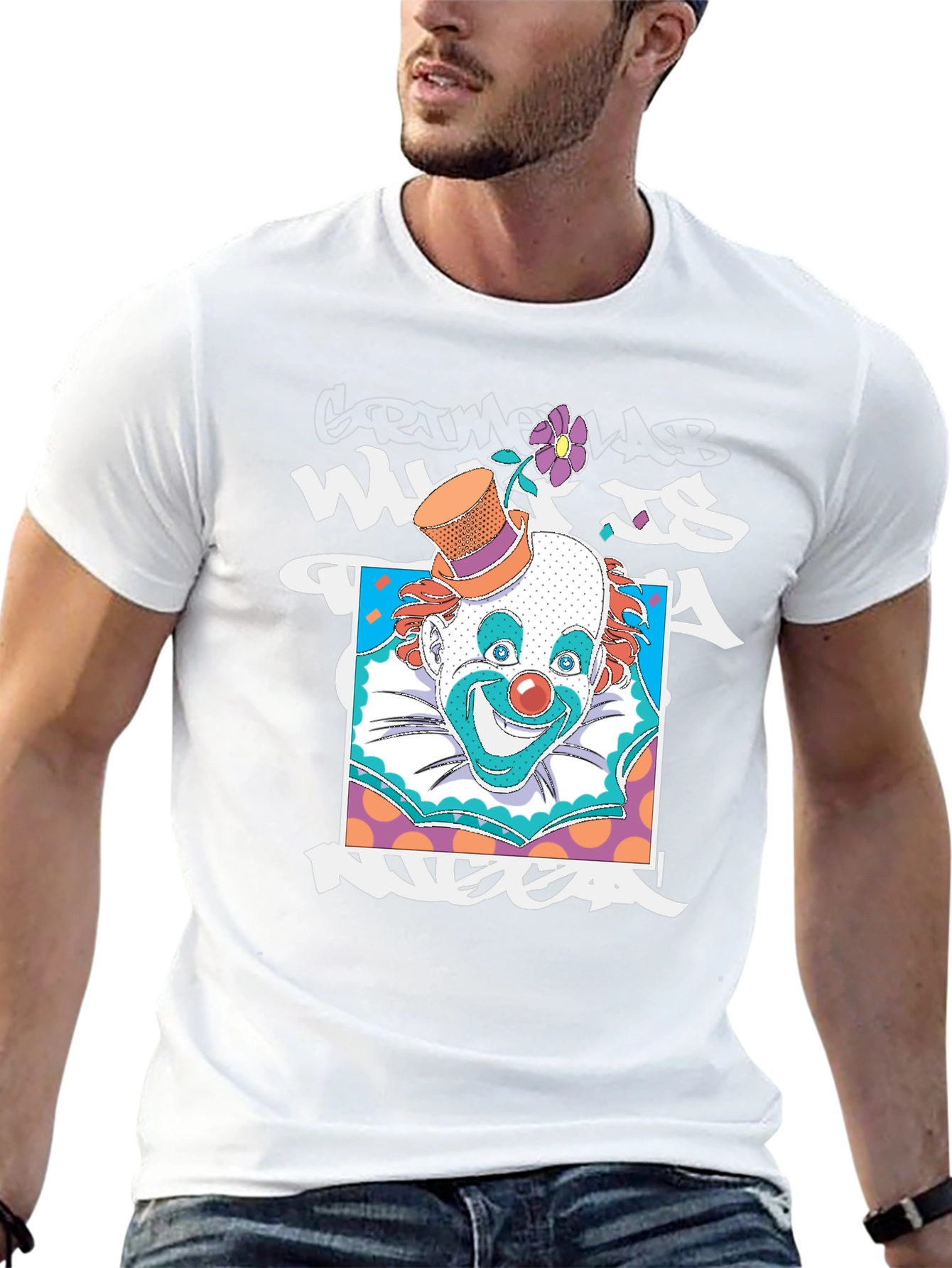 Clown Graphic Print Black T-Shirt