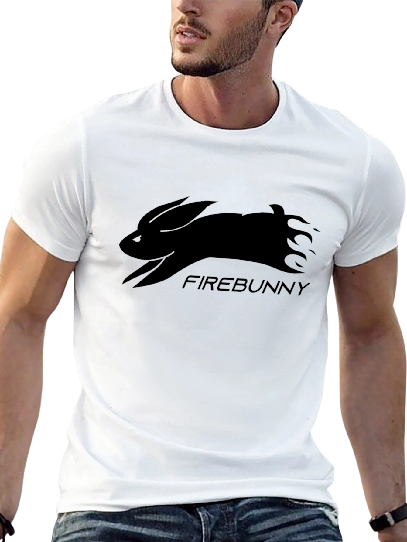 FireBunny Graphic T-Shirt - Sleek Black Cotton Tee