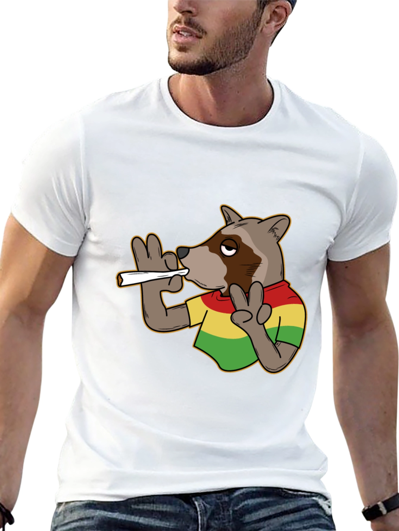Cool Rasta Raccoon T-Shirt - Relaxed Fit