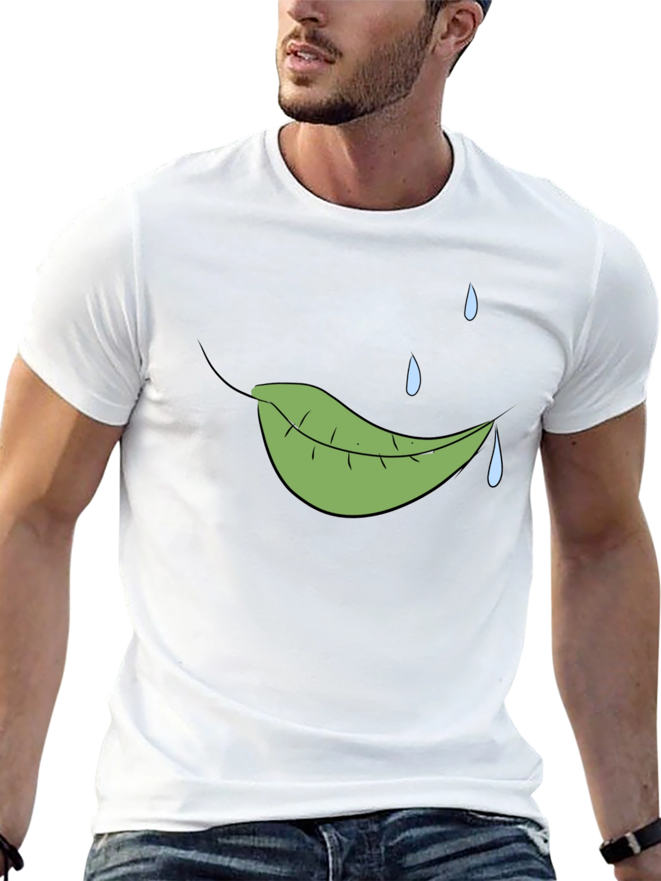 Leaf and Rain Graphic Tee - Black Cotton Shirt