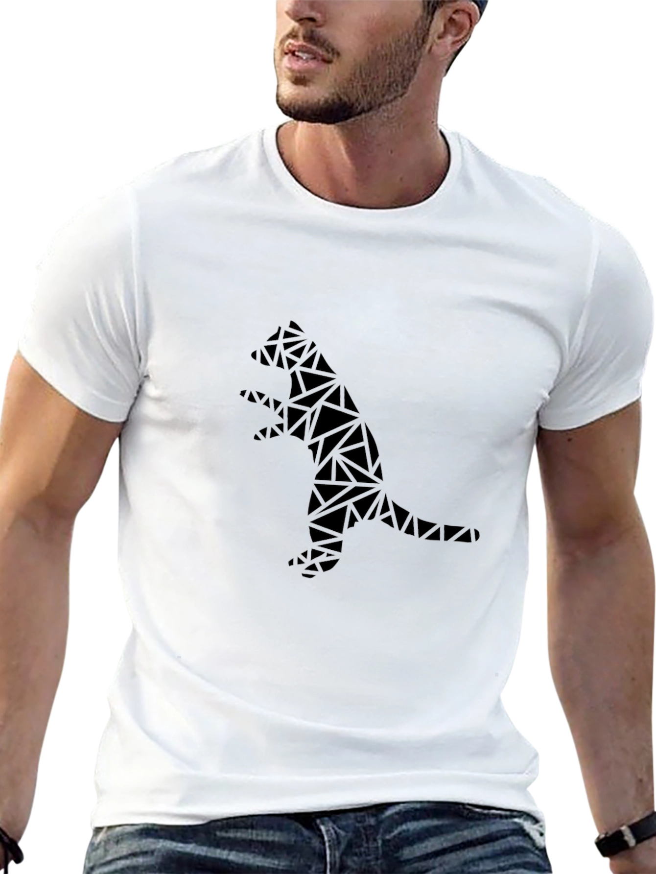 Geometric Dino Black T-Shirt