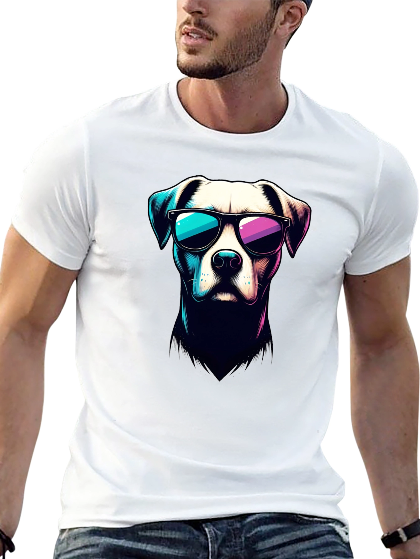 Cool Dog Graphic T-Shirt - Stylish Black Tee