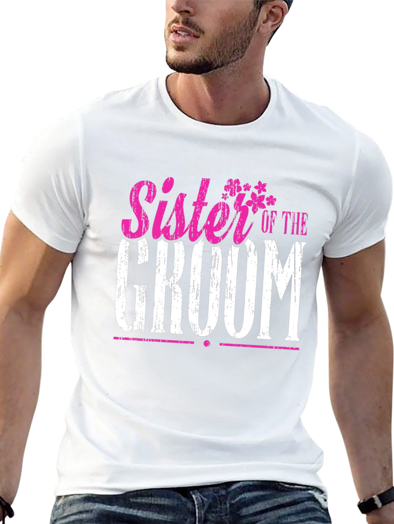 Sister of the Groom Wedding T-Shirt - Black