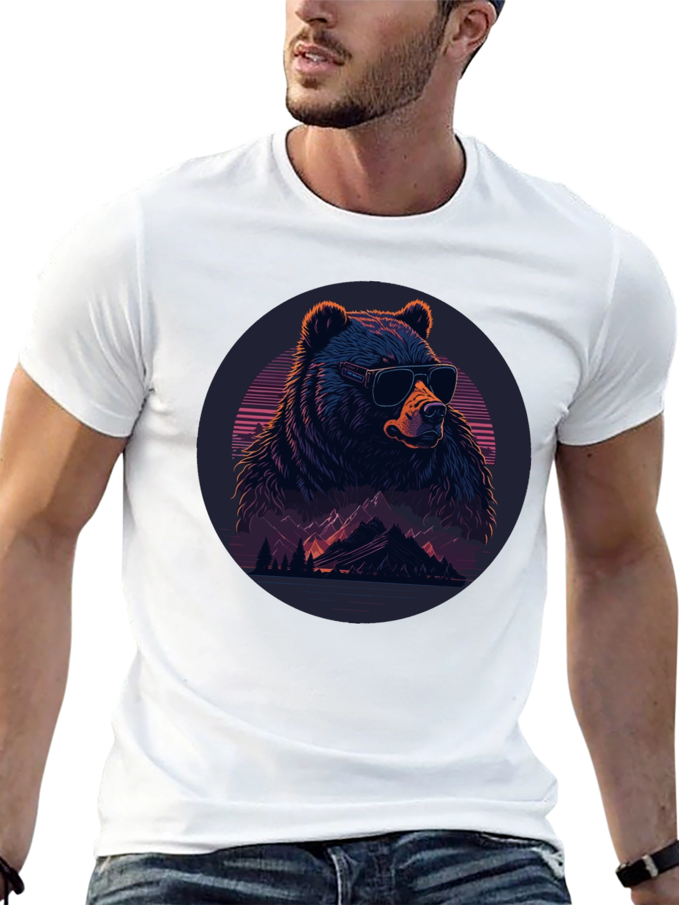 Cool Bear Graphic Tee - Black Crew Neck