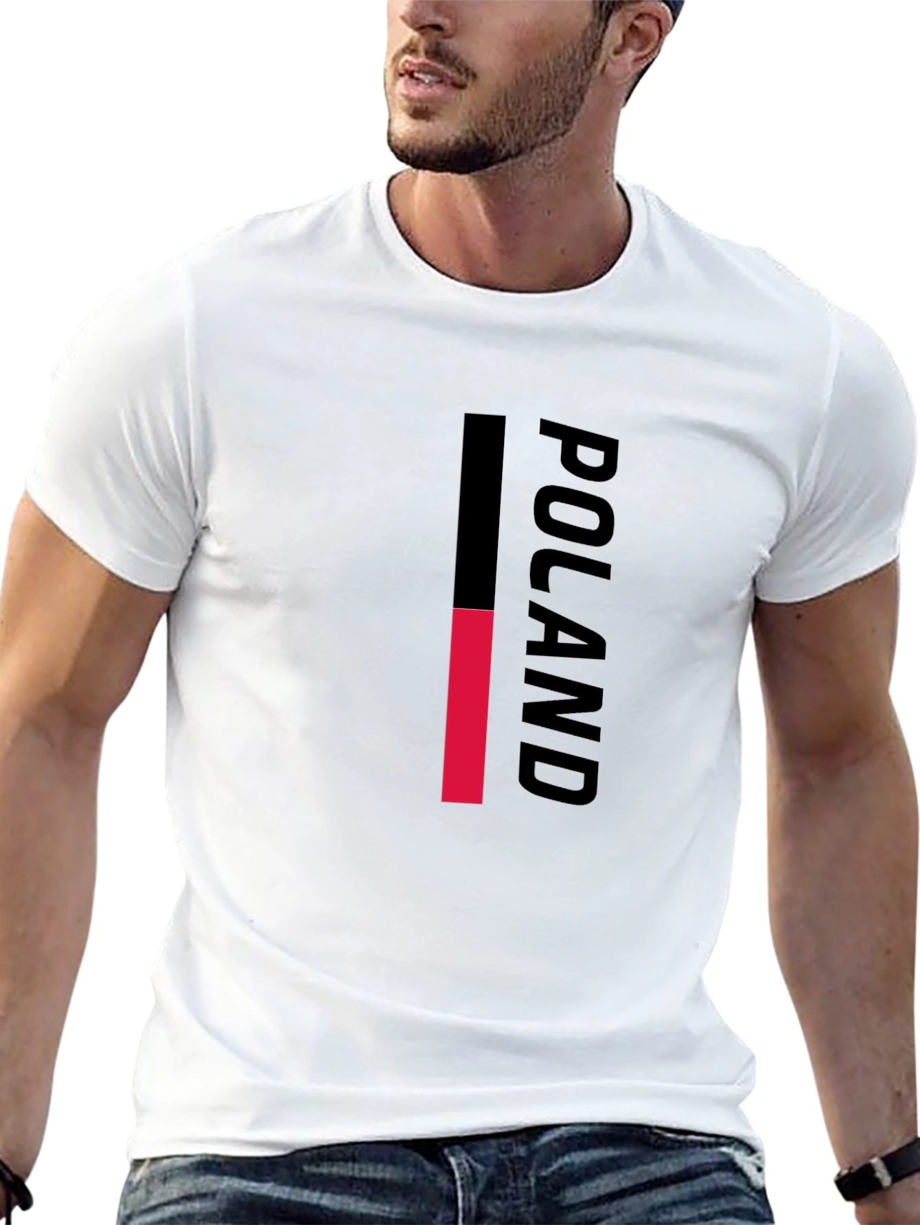 Poland Flag Inspired Graphic Tee - Black