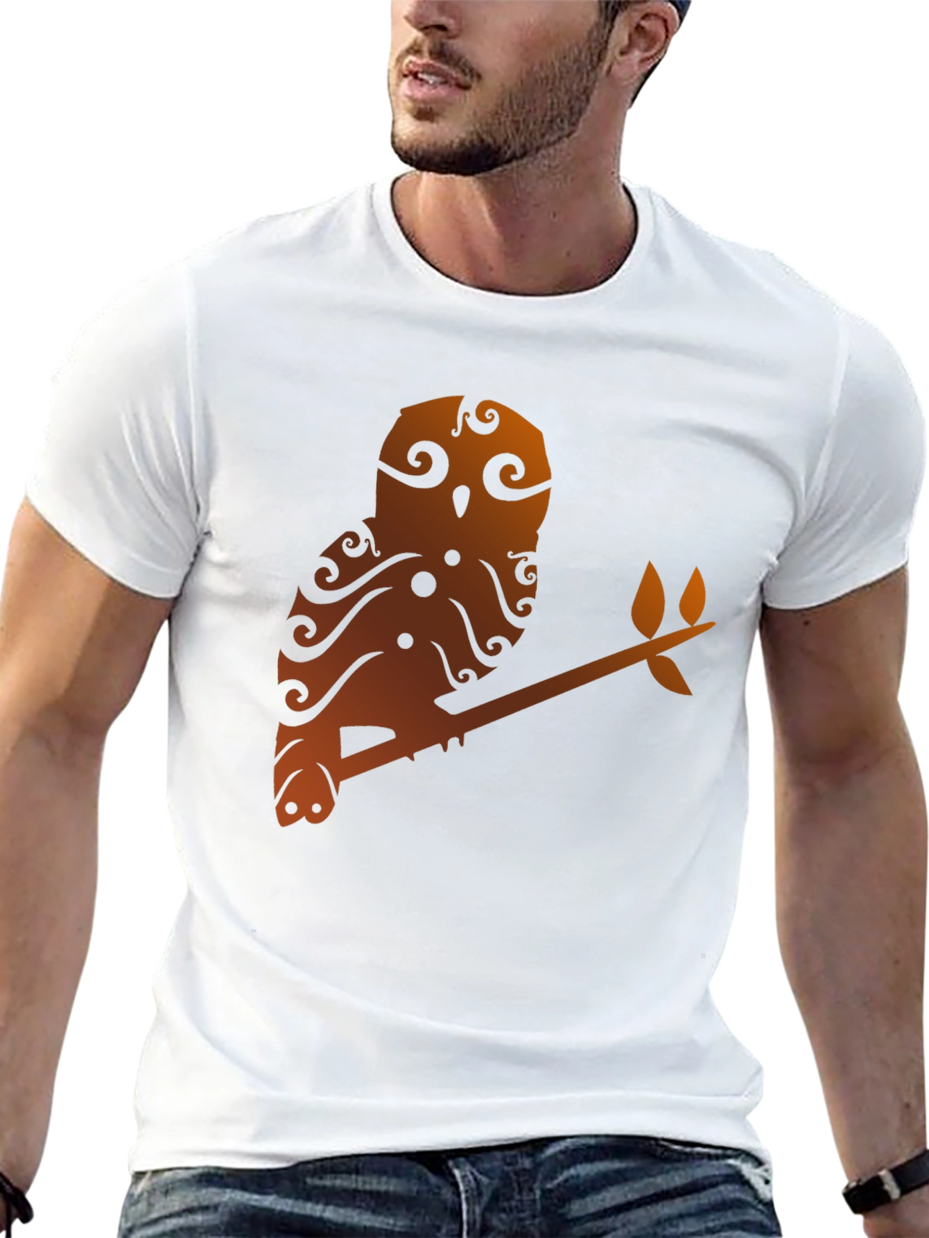 Owl Branch Graphic Tee - Unique Tribal Design
