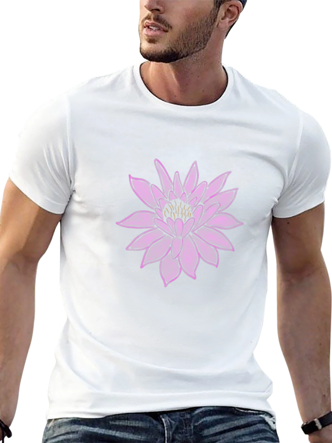 Lotus Flower Graphic Black T-Shirt