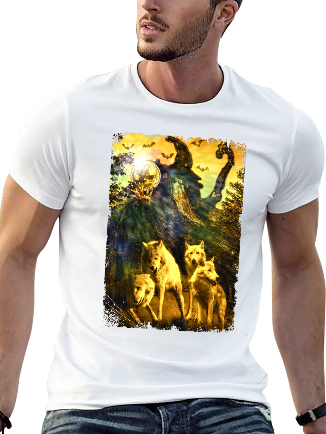 Wizard & Wolves Graphic Tee - Unique Halloween Shirt