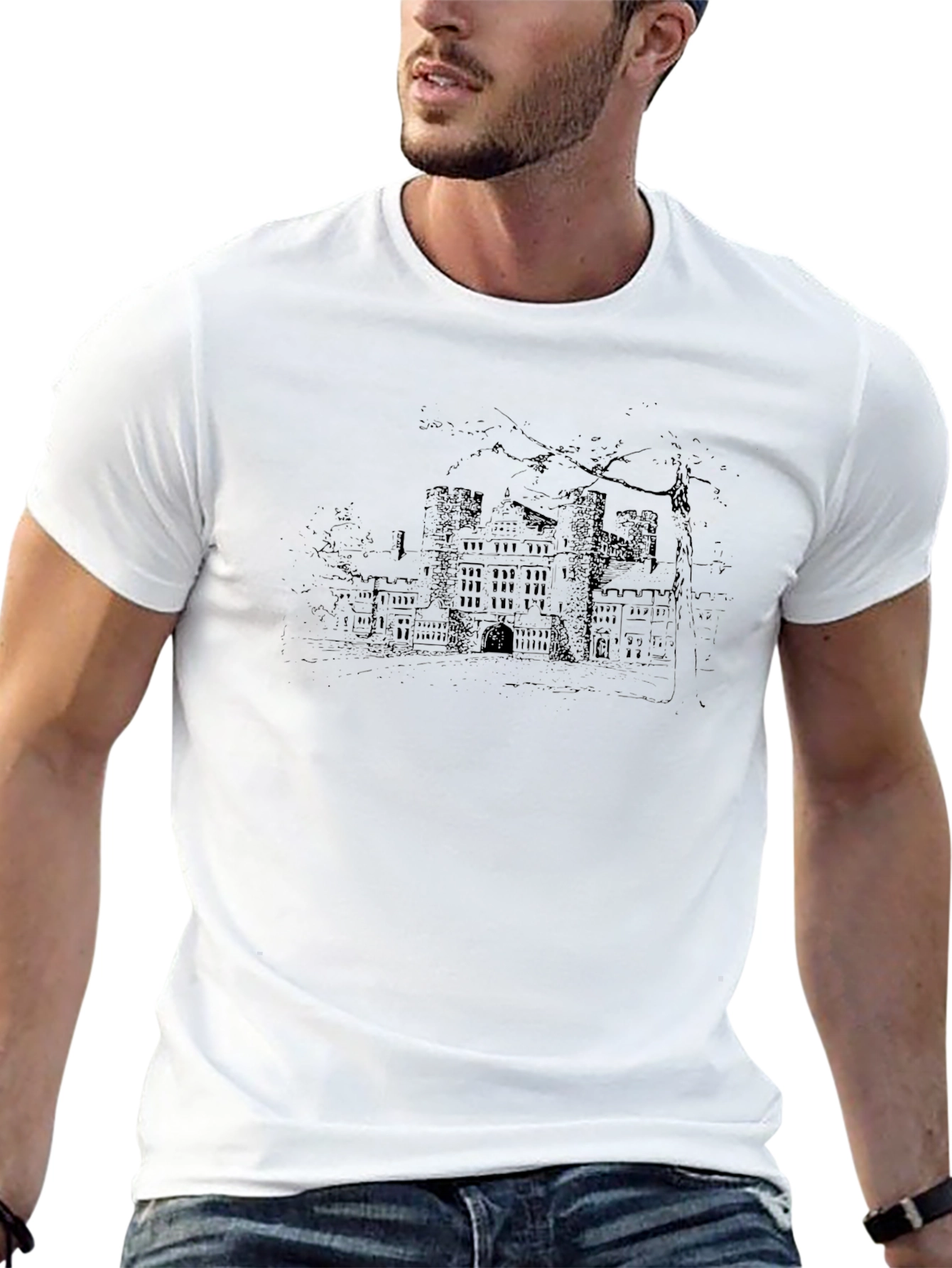Castle Graphic Print Black T-Shirt