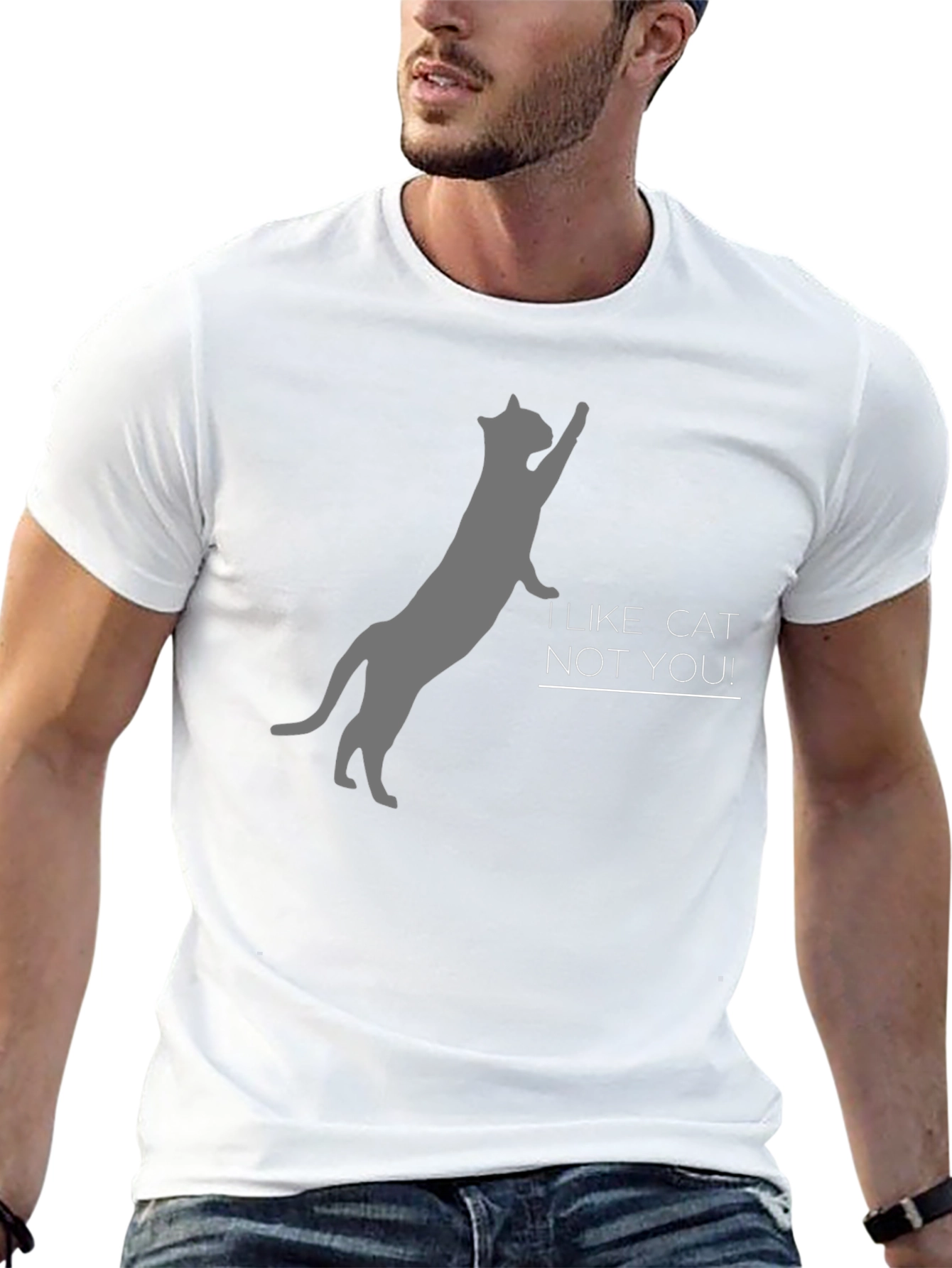 I Like Cat Not You! Black Tee