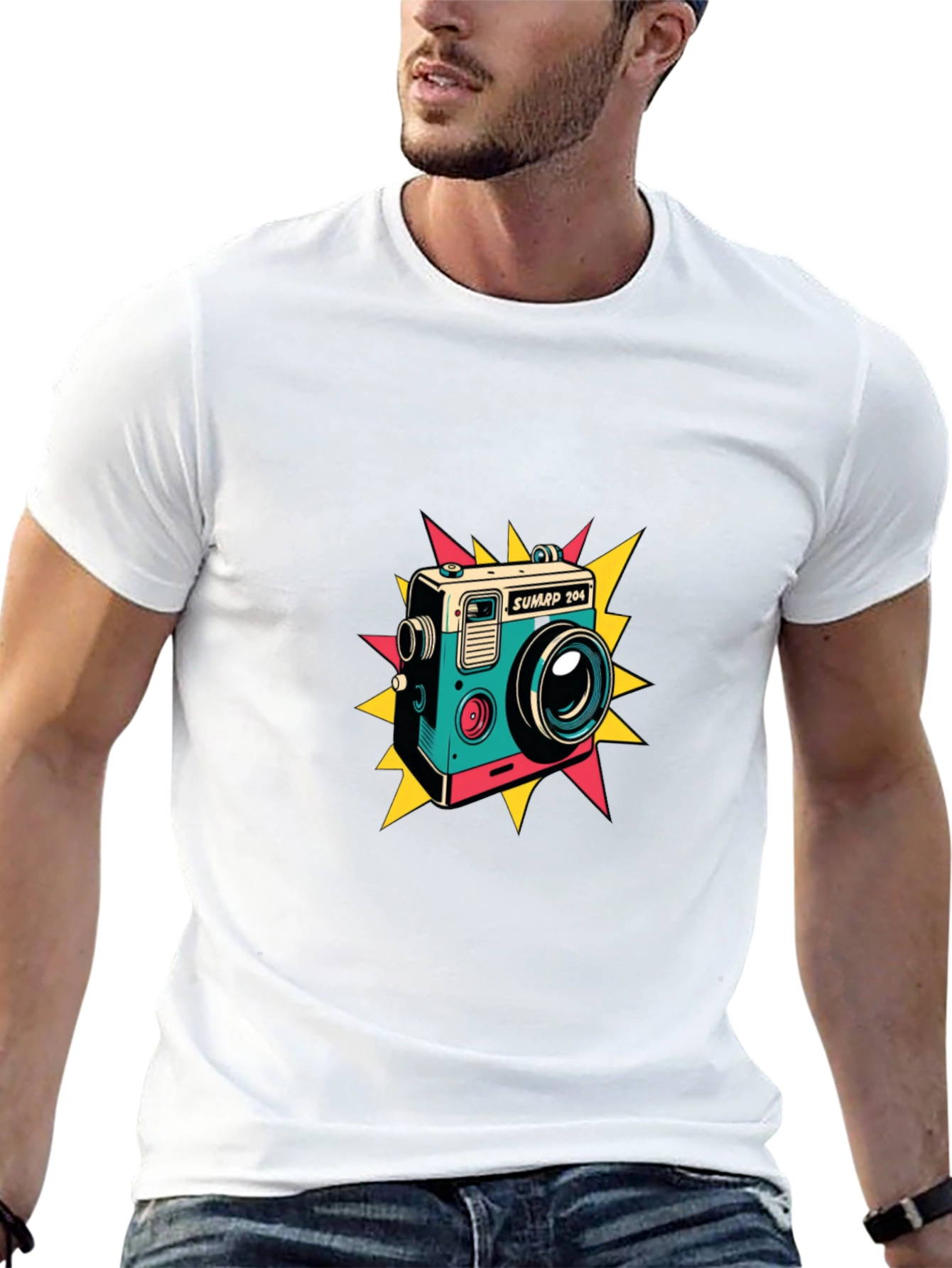 Retro Camera Graphic T-Shirt - Stylish Tee