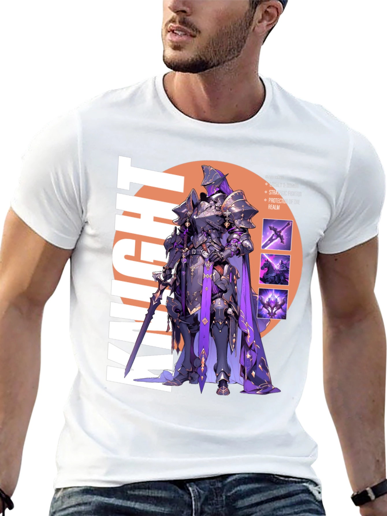 Knight Graphic Print T-Shirt - Black Cotton Tee