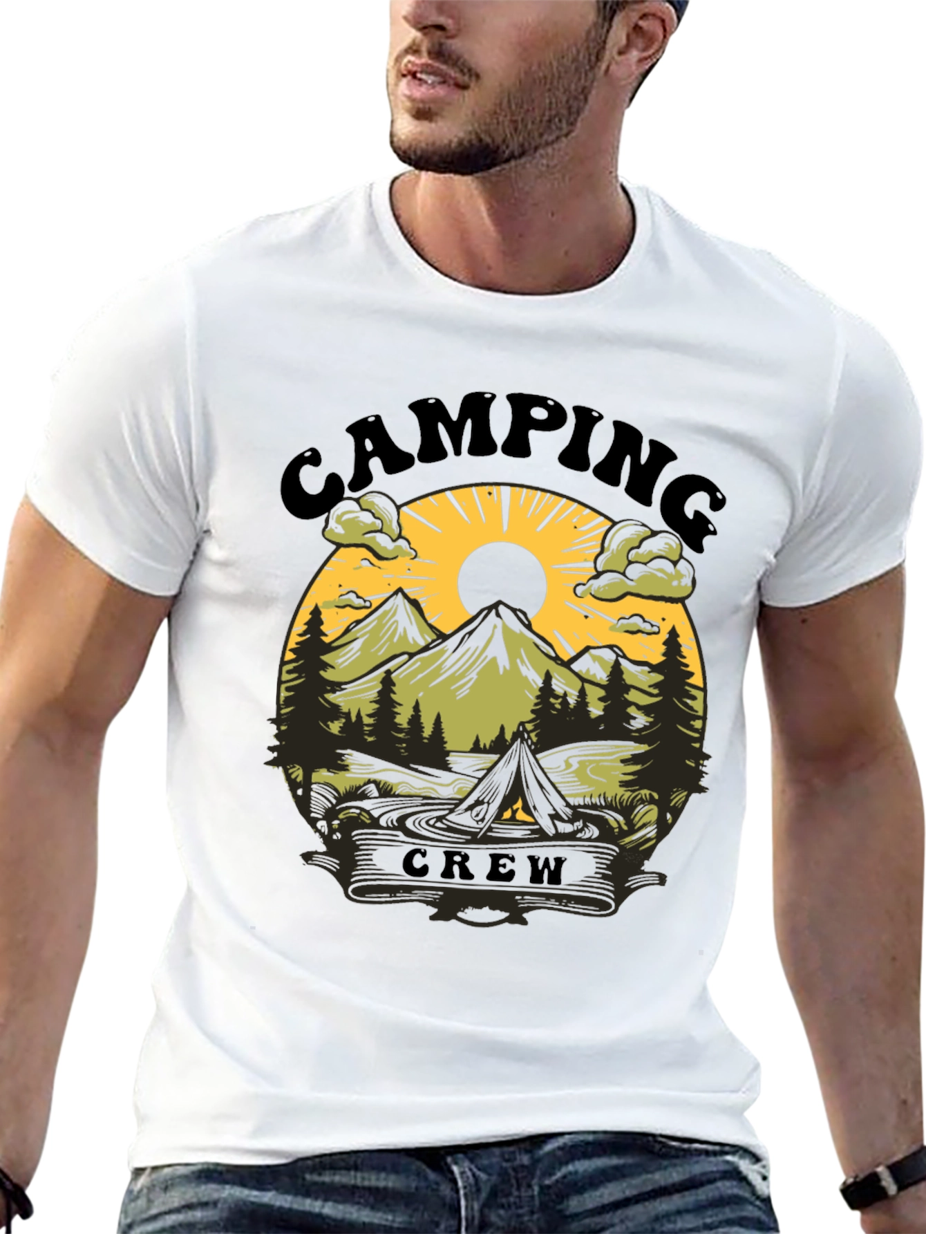 Camping Crew Black Graphic Tee