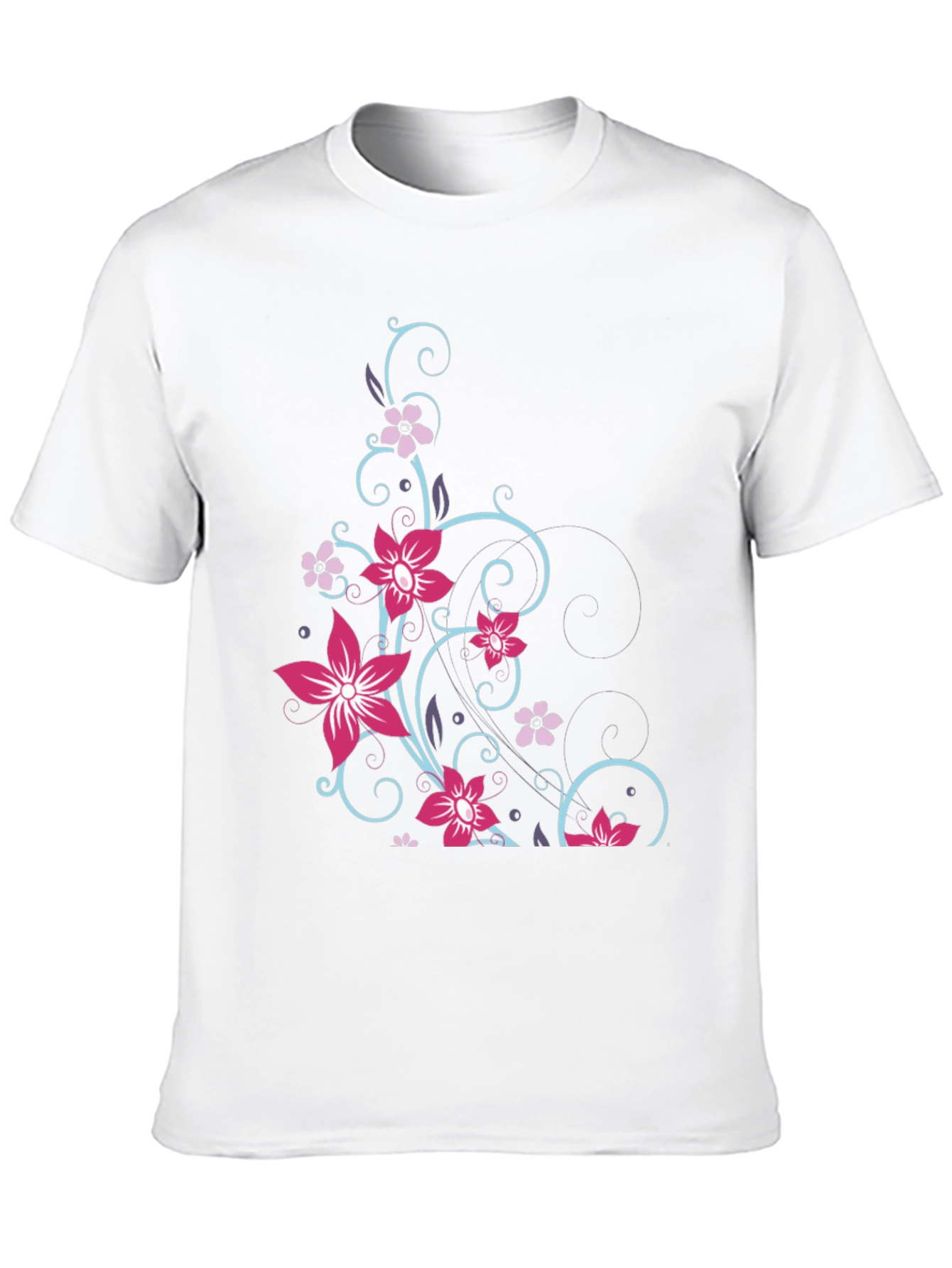 Floral Vine Graphic Black T-Shirt