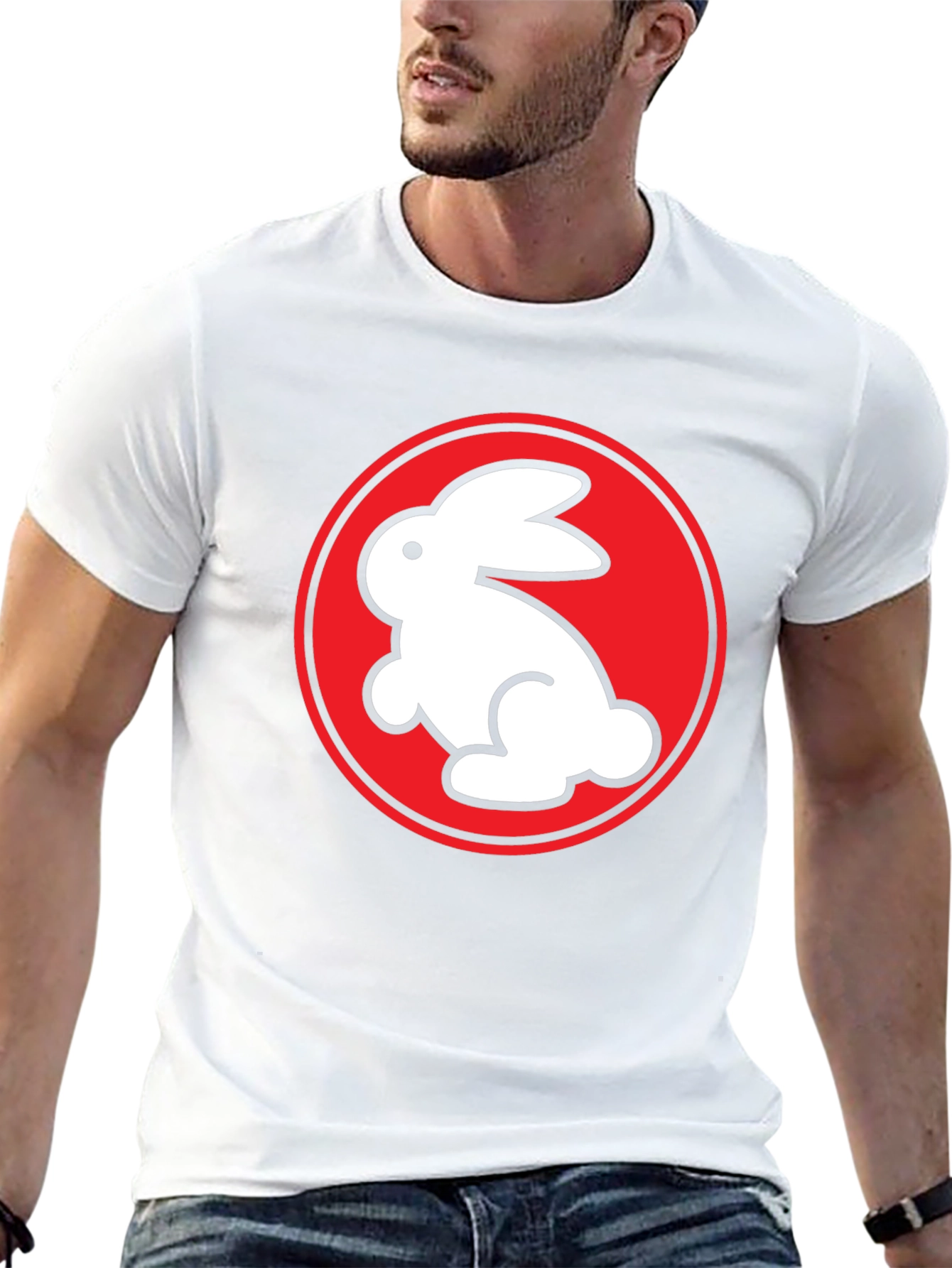 Rabbit Graphic Tee - Black Crew Neck