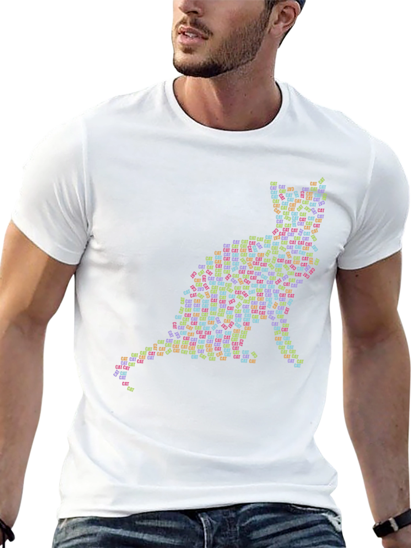 Cat Silhouette Word Art T-Shirt
