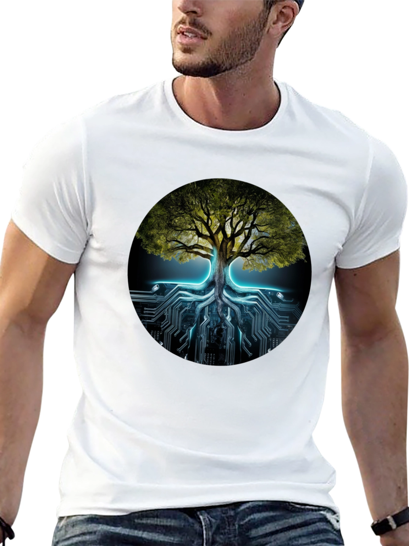 Tree of Life Tech Circuit Black T-Shirt