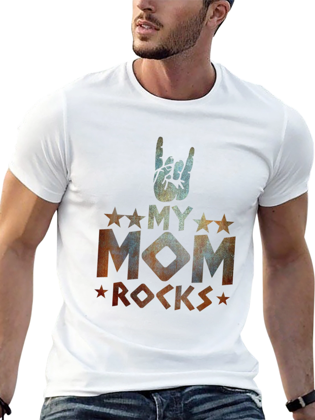 My Mom Rocks Black Graphic T-Shirt