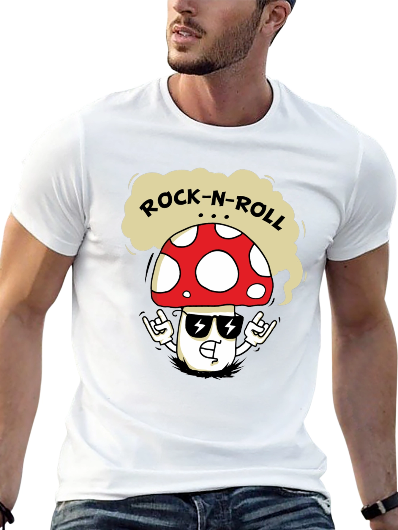 Rock-N-Roll Mushroom T-Shirt - Cool Graphic Tee