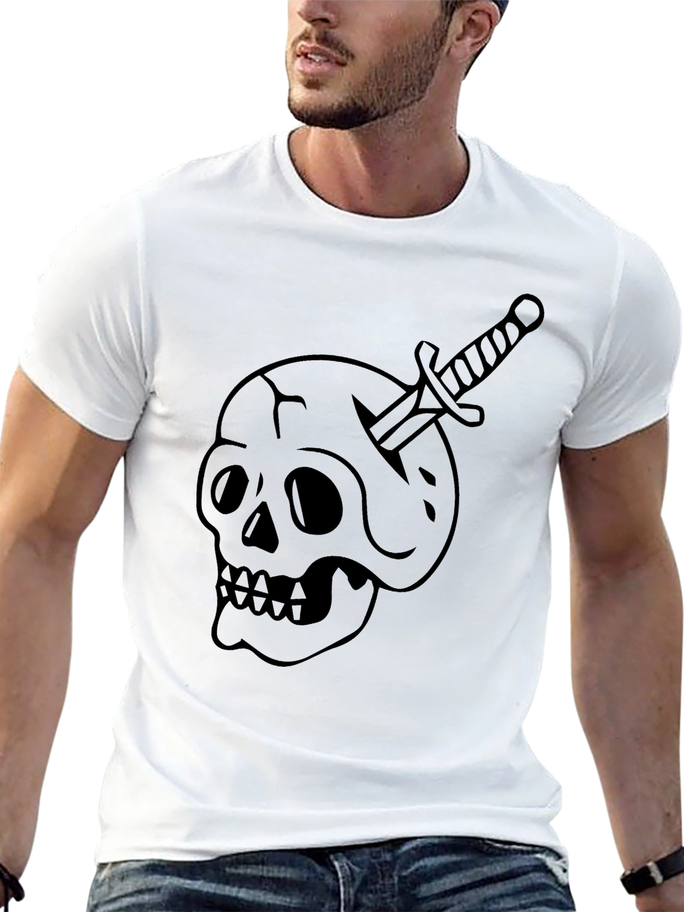 Skull & Dagger Graphic Tee - Bold Black T-Shirt