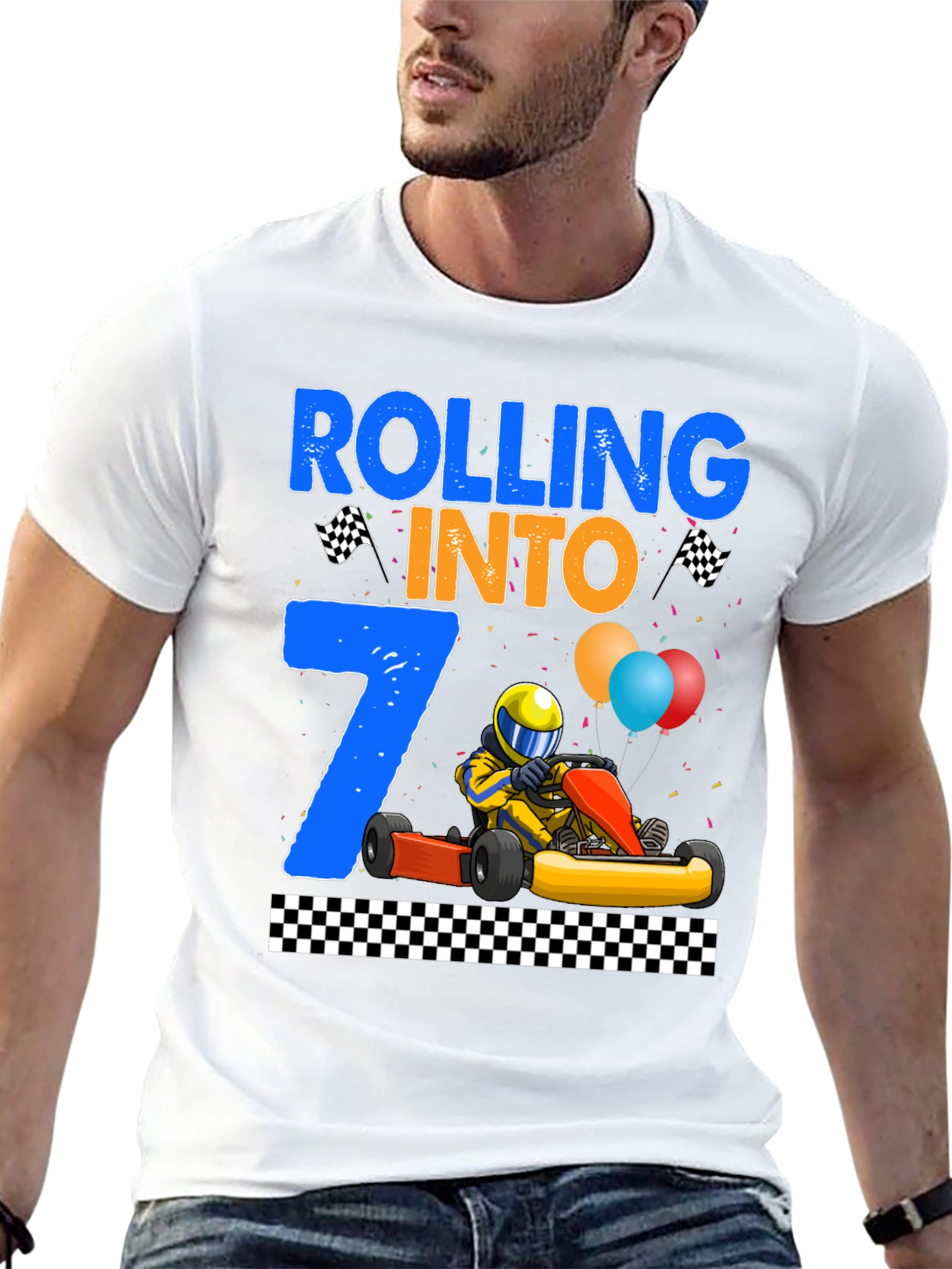 Rolling Into 7th Birthday Racing T-Shirt