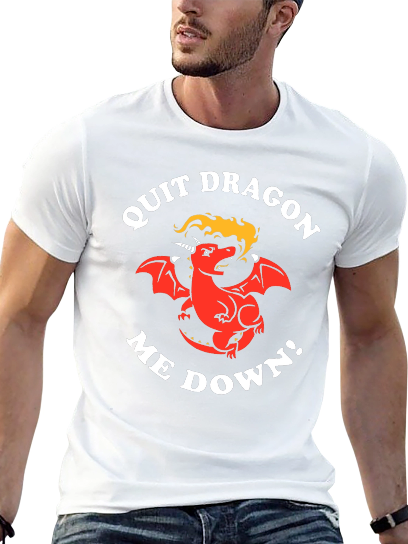 Quit Dragon Me Down Black Graphic T-Shirt