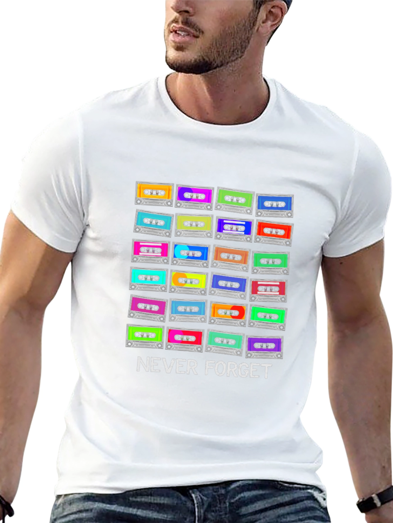 Retro Cassette Tape T-Shirt - Never Forget 80s/90s