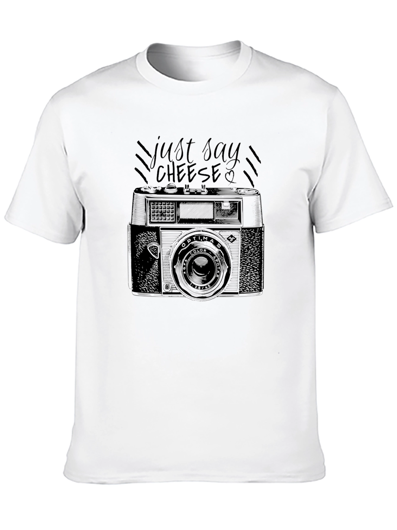 Just Say Cheese Retro Camera Graphic T-Shirt